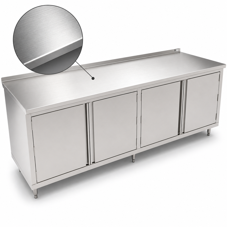 Product image #3 for John Boos 96-Inch x 30-Inch Enclosed Stainless Steel Work Table with Hinged Cabinet Doors and 1-1/2-Inch Rear Riser