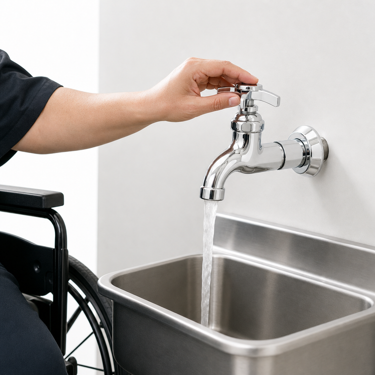 Product image #3 for T&S Brass ADA-Compliant Heavy-Duty Wall-Mount Single Sink Faucet with Adjustable Flange and Garden Hose Thread Outlet