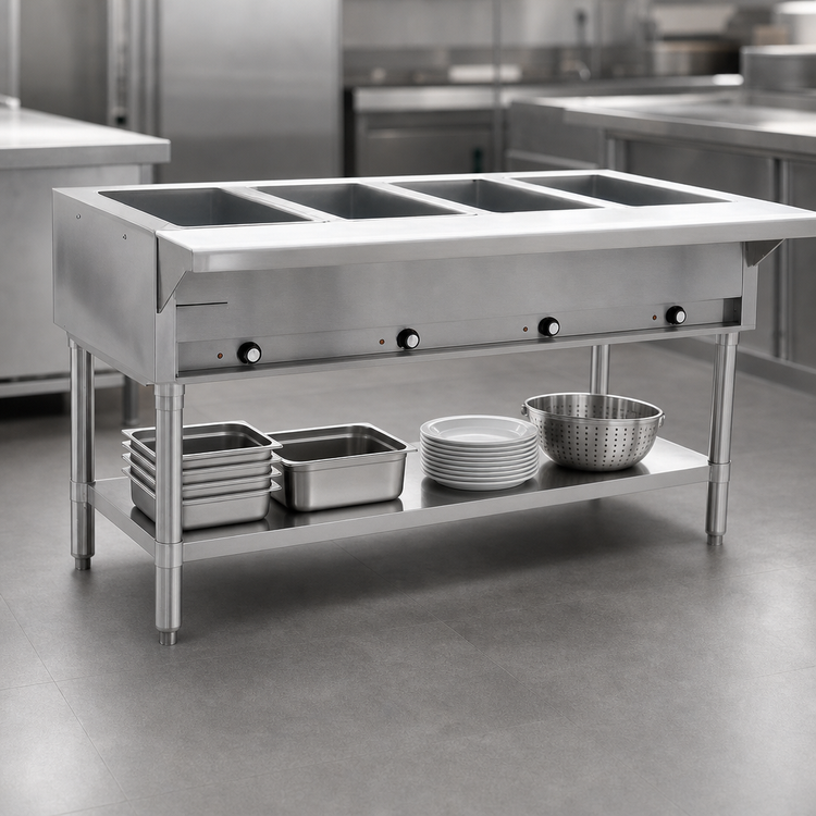 Product image #3 for Eagle Group Electric Open Base Hot Food Table with 4 Dry Wells, 63-1/2 Inch Wide, 240V