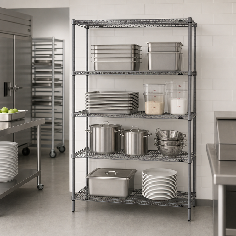 Product image #3 for Metro Super Erecta 42"W x 24"D x 74"H 4-Shelf Stationary Wire Shelving Starter Unit