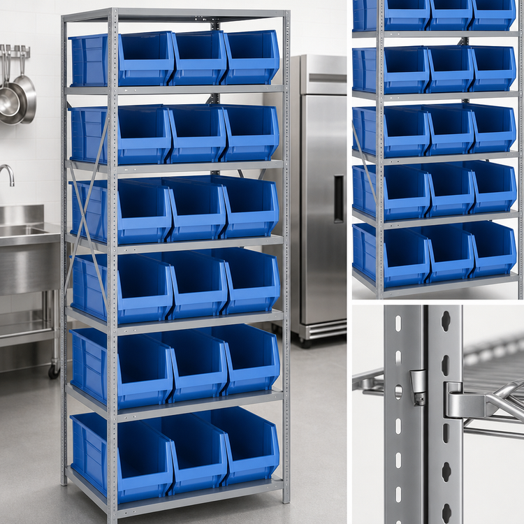 Product image #3 for Quantum Heavy-Duty Wire Shelving Unit with 8 Shelves and 15 Storage Bins, 24 x 36 x 75 Inches