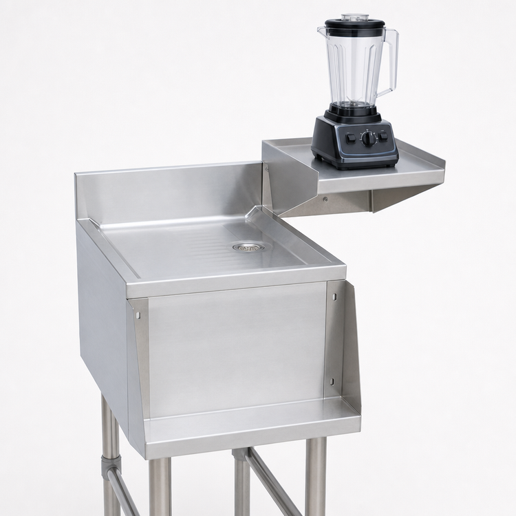 Product image #3 for BK Resources Freestanding Underbar Mixing Station with Drainboard and Blender Shelf, 12 x 18 Inches