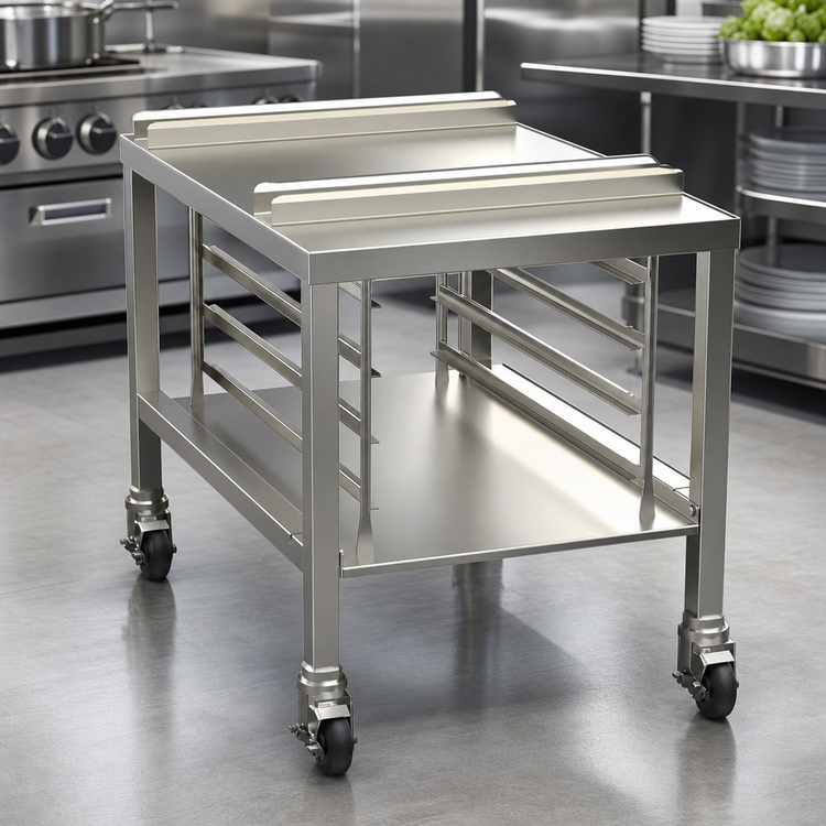 Product image #2 for Alto-Shaam Stainless Steel Equipment Stand with Casters, Side Racks, and Lower Shelf