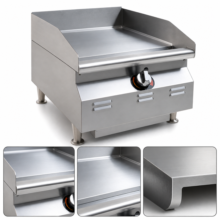 Product image #3 for RedHots Chef's Line Countertop Natural Gas Commercial Griddle, 15-Inch Wide, Smooth Polished Steel Plate