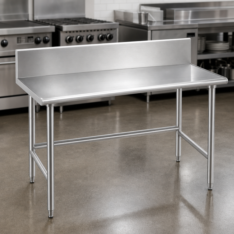 Product image #3 for Advance Tabco 108-Inch x 24-Inch 304 Stainless Steel Work Table with 10-Inch Backsplash