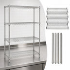 Thumbnail image #3 for Quantum WR63-3042S 4-Shelf Stationary Wire Shelving Starter Kit, 42"W x 30"D x 63"H, 304 Stainless Steel