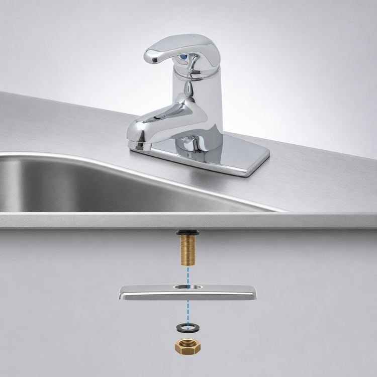 Product image #3 for T&S Brass Single-Lever Deck-Mount Single-Hole Manual Faucet with 0.5 GPM Vandal-Resistant Non-Aerated Spray Device
