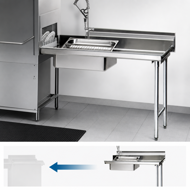Product image #3 for Eagle Group Straight Soiled Dishtable with Pre-Rinse Sink, 48 x 30 Inches, Right-to-Left Operation