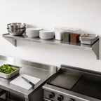 Thumbnail image #3 for Klinger's Trading WS1260 Wall-Mounted Stainless Steel Shelf, 60"W x 12"D, 18-Gauge 400 Series