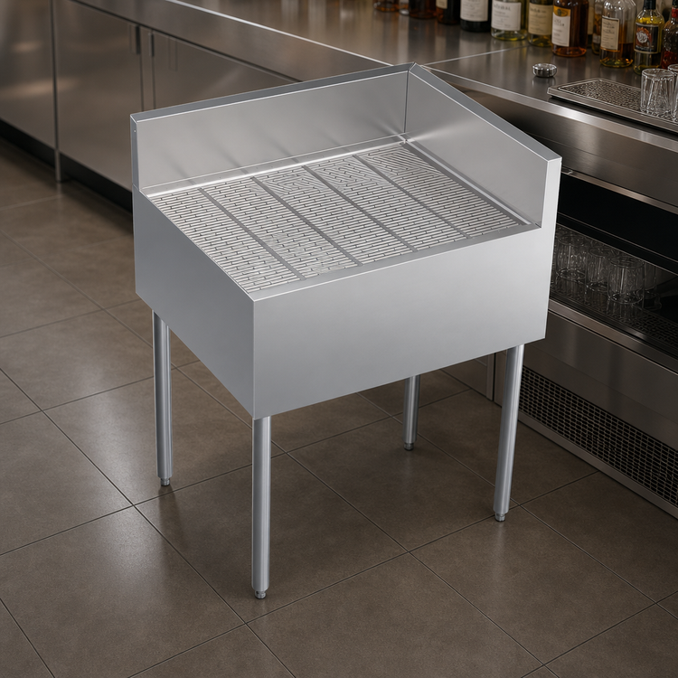 Product image #3 for Krowne Royal Series Free-Standing Stainless Steel Right-End Return Underbar Corner Drainboard, 30 x 24 x 36-1/2 Inches O.A.