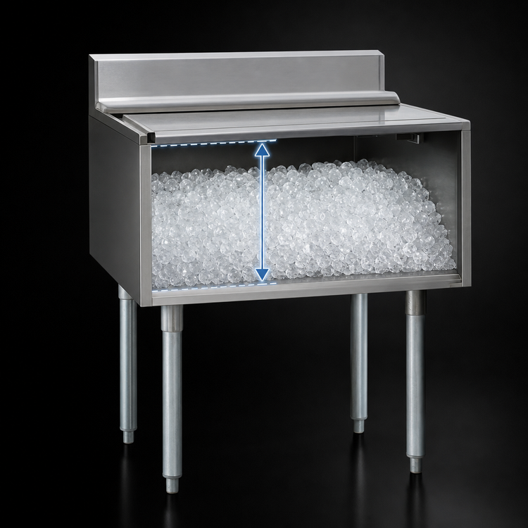 Product image #3 for Eagle Group 2200 Series 48-Inch Underbar Ice Bin/Cocktail Unit with Sliding Cover, 12-Inch Deep, 208 lb Capacity