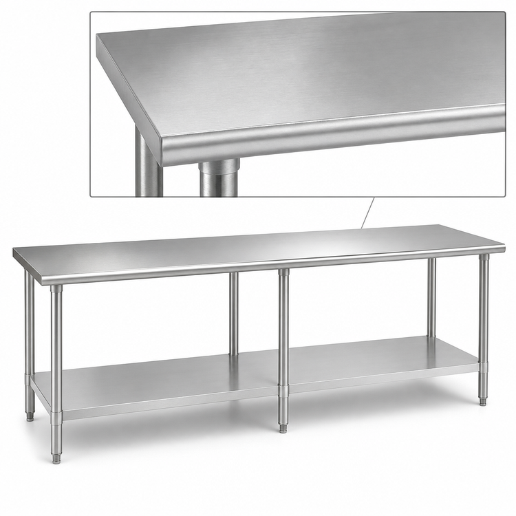 Product image #3 for Eagle Spec-Master Series 108-Inch Wide x 30-Inch Deep Flat Top Stainless Steel Work Table with Adjustable Undershelf