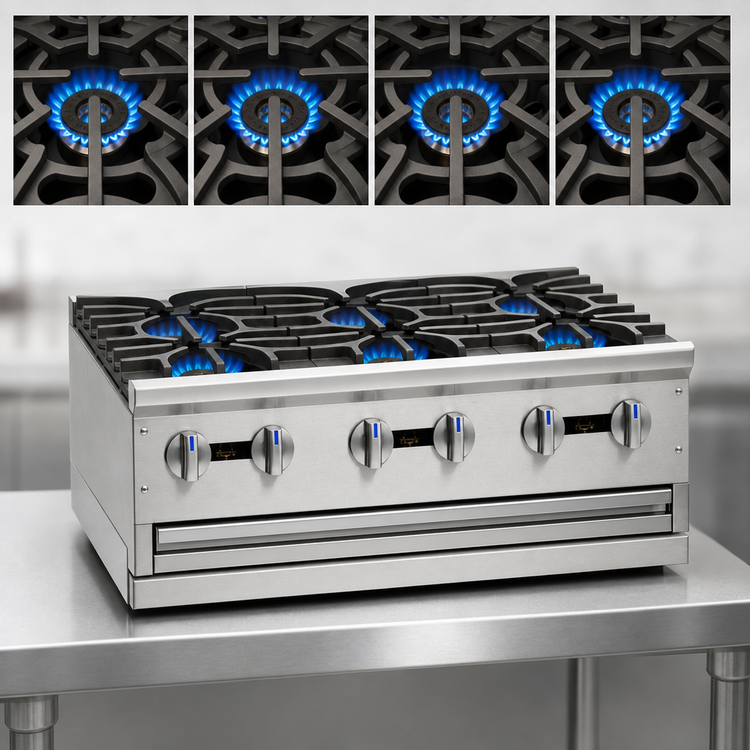 Product image #3 for Imperial Pro Series 24-Inch 4-Burner Gas Countertop Hot Plate
