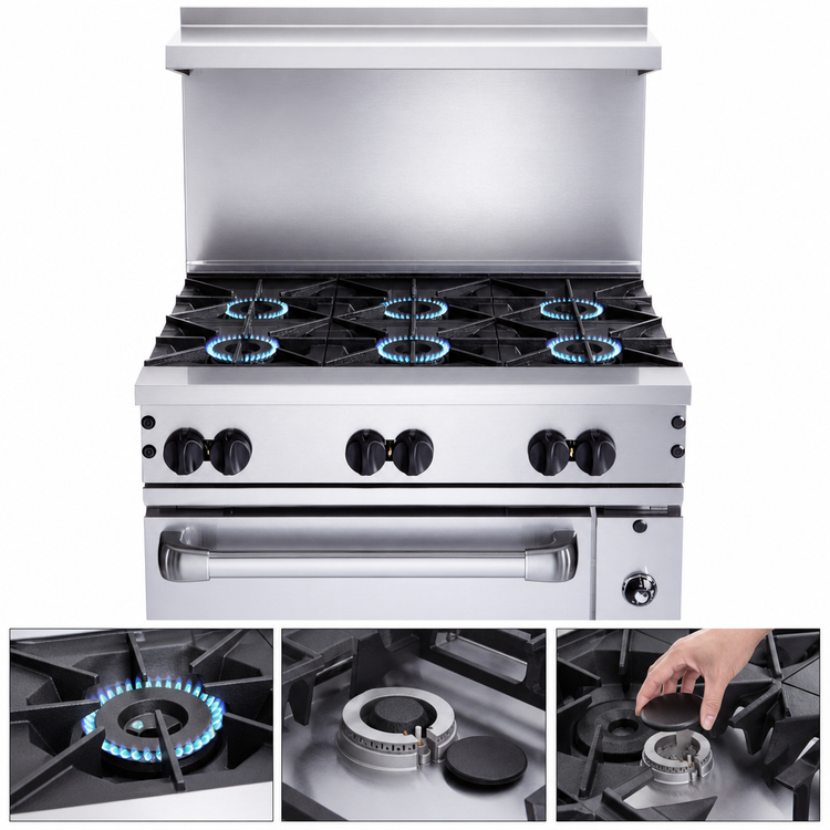 Product image #4 for Vulcan Endurance 36-Inch 6-Burner Gas Restaurant Range with Standard Oven, Propane