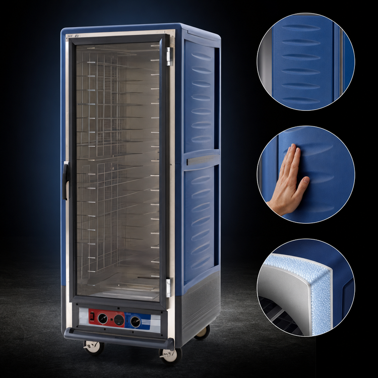 Product image #3 for Metro C5 3 Series Mobile Full-Height Moisture Heated Holding and Proofing Cabinet with Blue Insulation Armour and Fixed Wire Slides