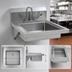 Thumbnail image #3 for Eagle Group Wall-Mount Hand Sink with Gooseneck Faucet and Wrist Handles, 14 x 16 x 5-Inch Bowl, 304 Stainless Steel