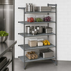 Thumbnail image #3 for Cambro Camshelving® Basics Plus CBA243684VS5580 5-Tier Add-On Polymer Shelving Unit, 36W x 24D x 84H, Vented & Solid, Brushed Graphite