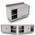 Thumbnail image #3 for John Boos 72 Inch x 30 Inch Stainless Steel Enclosed Work Table with Sliding Doors, 5 Inch Backsplash, and Stallion Safety Edge