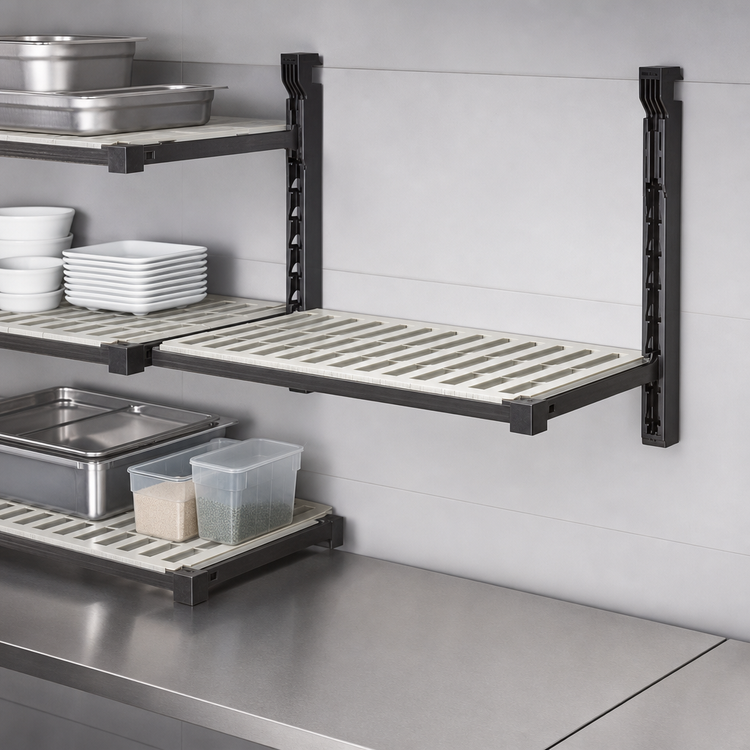 Product image #3 for Cambro Camshelving Elevation Wall-Mounted Add-On Shelf Kit, 18 x 36 Inches, Vented, Brushed Graphite