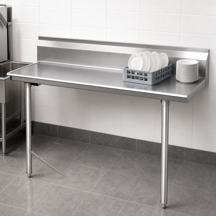 Product image #3 for Eagle Spec-Master Straight Clean Dishtable, 84 x 30 Inch, Left-to-Right, 14/304 Stainless Steel, 8 Inch Backsplash
