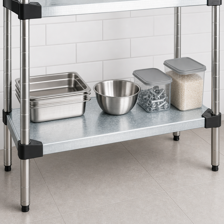Product image #3 for Quantum 36"W x 24"D Solid Galvanized Steel Shelf with Marine Edge, 18 Gauge