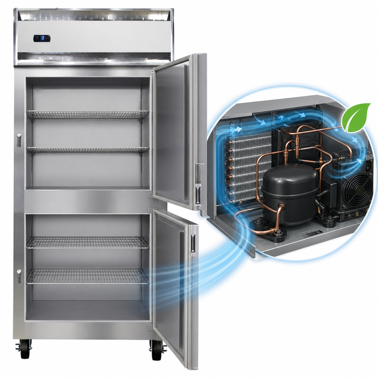 Product image #3 for Continental Refrigerator 1FXSNSAHD One-Section Extra-Wide Shallow Depth Reach-In Freezer with Half Solid Doors