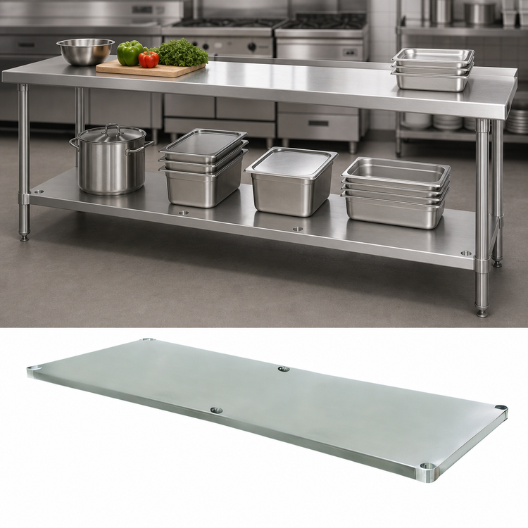 Product image #3 for Advance Tabco 90" x 24" Stainless Steel Undershelf for 96" x 30" Work Tables