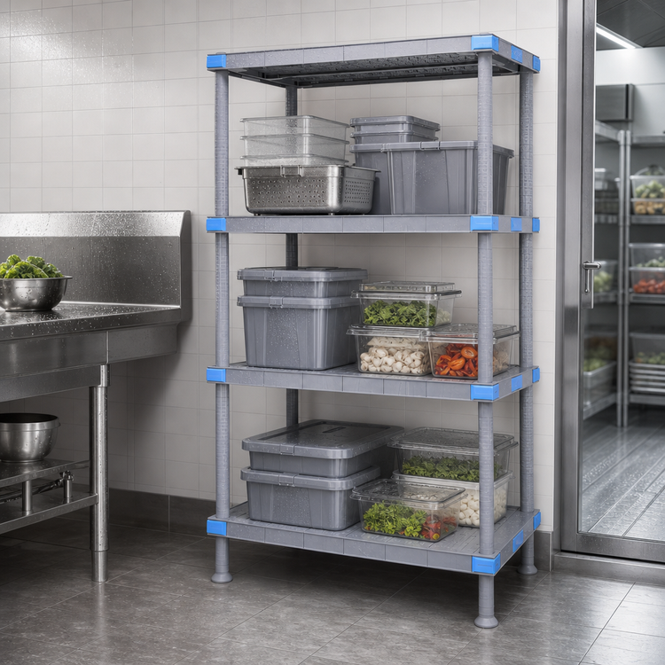 Product image #3 for Millenia 24-Inch Wide Polymer Stationary Starter Shelving Unit with 4 Solid Shelves