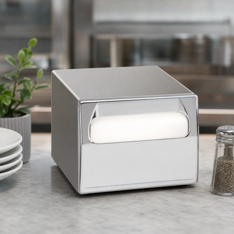 Product image #3 for Vollrath Countertop Stainless Steel Napkin Dispenser with Chrome-Plated Faceplate