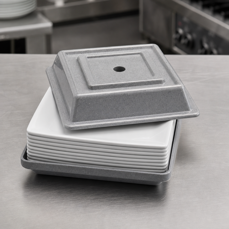 Product image #4 for Cambro Versa Camcover Square Fiberglass Plate Cover, 10 x 10 Inch Inside, 2-3/4 Inch High, Granite Gray