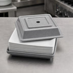 Thumbnail image #4 for Cambro 978SFVSNH191 Square Fiberglass Plate Cover, Ventless, 10 x 10 Inch, Granite Gray Case of 12