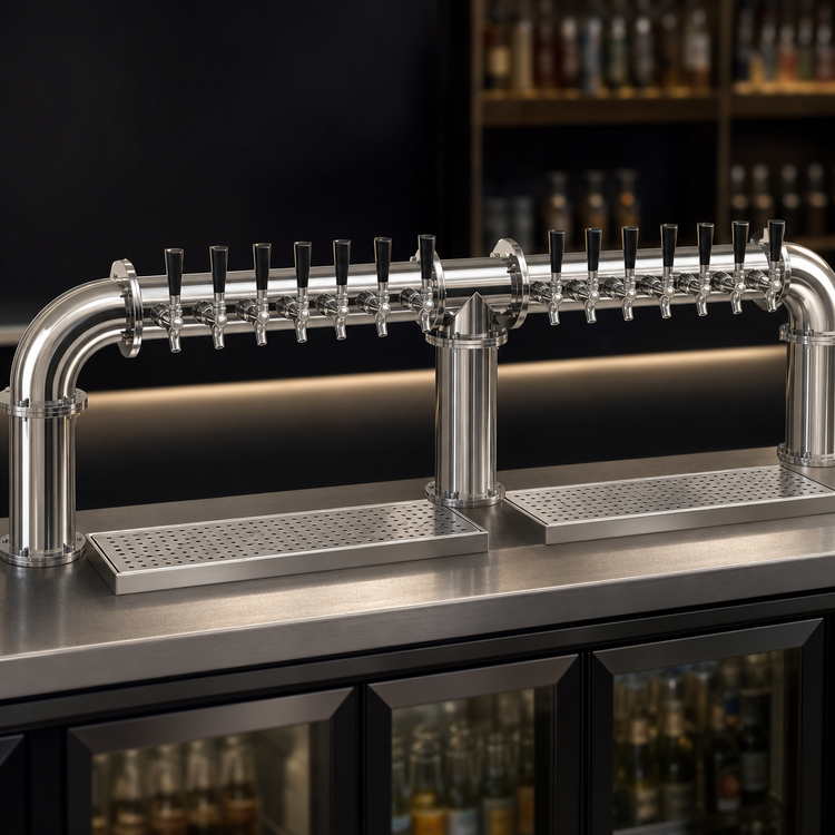 Product image #3 for Glastender Countertop Pipe Bridge Draft Dispensing Tower, 14 Faucets, Glycol-Cooled
