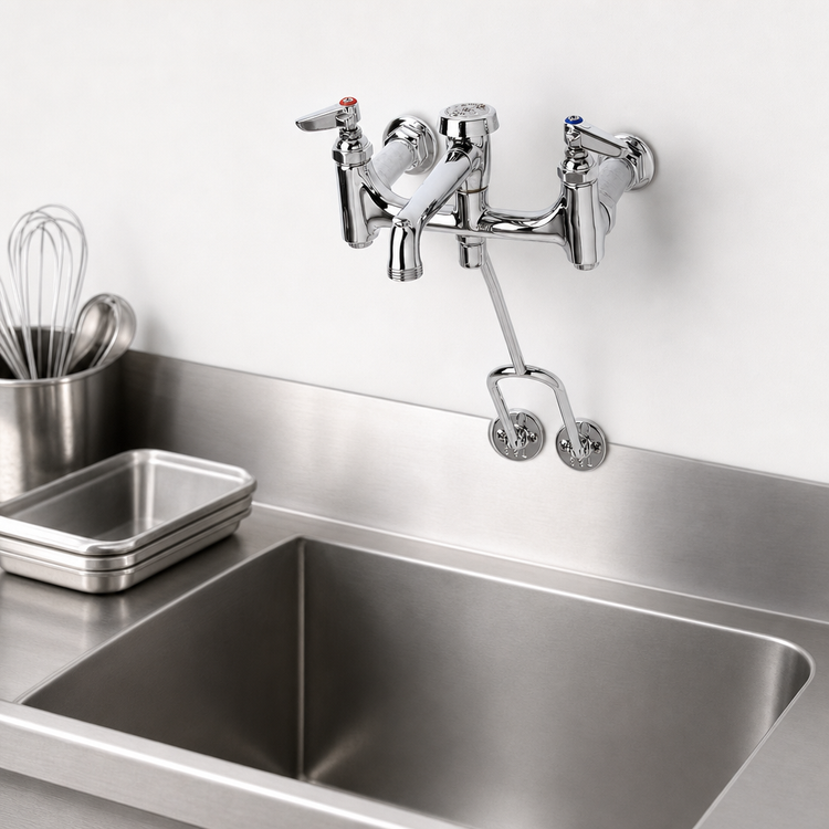Product image #3 for T&S Brass B-0655-BSTP-CR Wall-Mount Service Sink Faucet, 8-Inch Centers, Polished Chrome