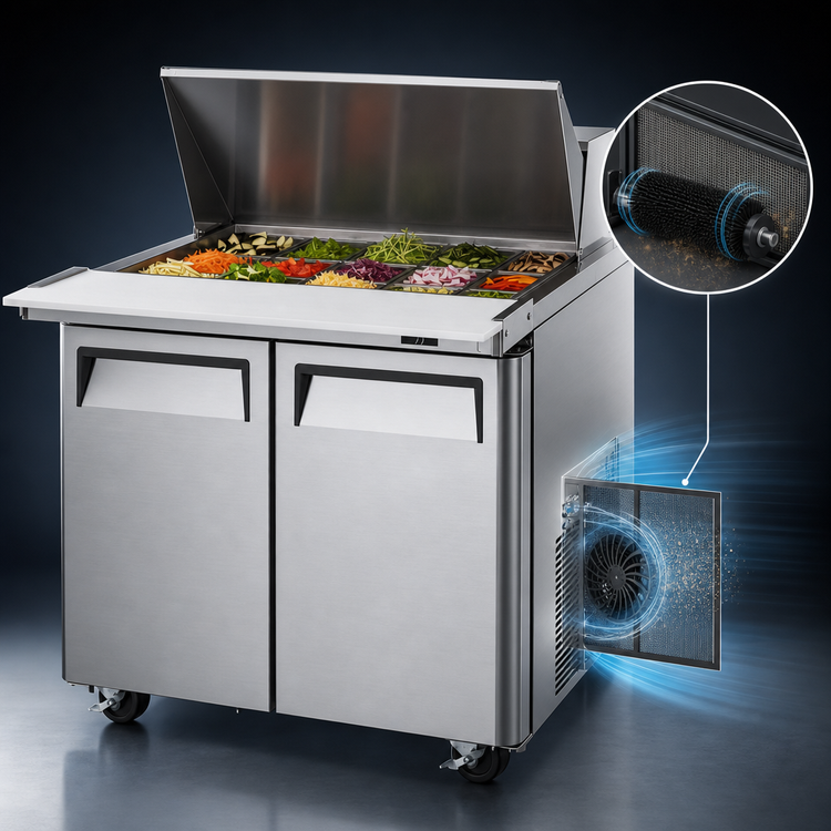 Product image #3 for Turbo Air M3 Series 36-Inch Two-Section Sandwich/Salad Mega Top Prep Table, 15-Pan, Self-Contained, 115V