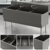 Thumbnail image #3 for Top Shelf TSF Series Extra-Capacity Three-Compartment Underbar Sink Unit, 54 Inch W x 24 Inch D, Stainless Steel