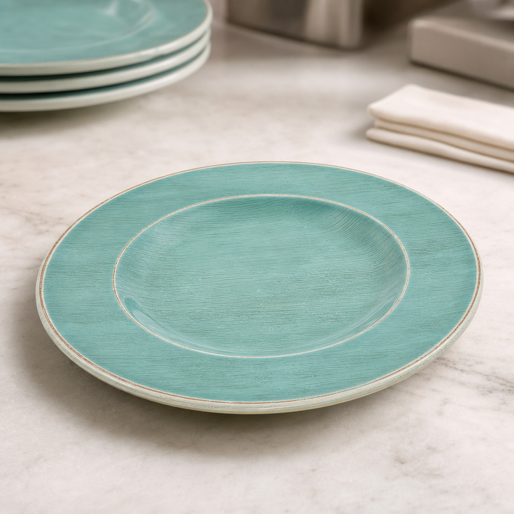 Product image #4 for Grove 9-Inch Aqua Round Wide Rim Melamine Salad Plate
