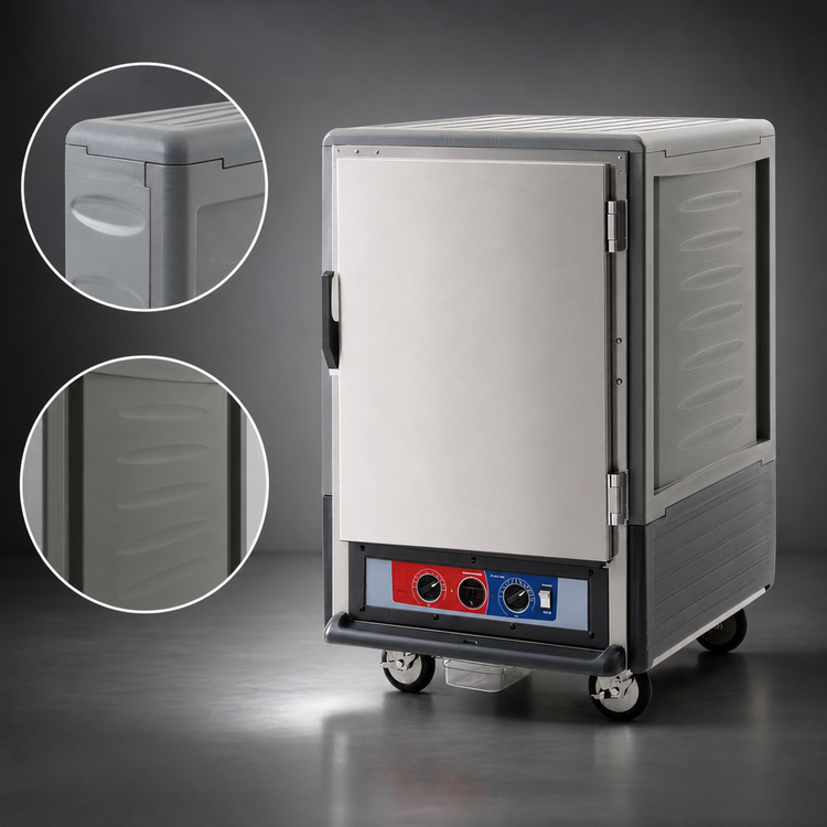 Product image #3 for Metro C5 3 Series Half-Height Mobile Heated Holding & Proofing Cabinet with Gray Insulation Armour, Solid Door, Universal Wire Slides
