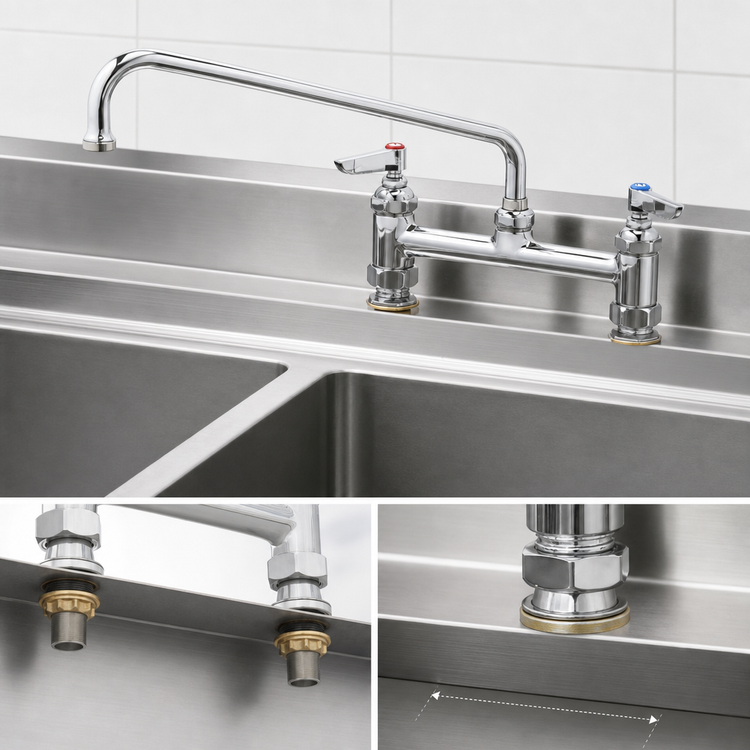 Product image #3 for 8-Inch Center Deck Mount Mixing Faucet with 12-Inch Swing Nozzle and Lever Handles