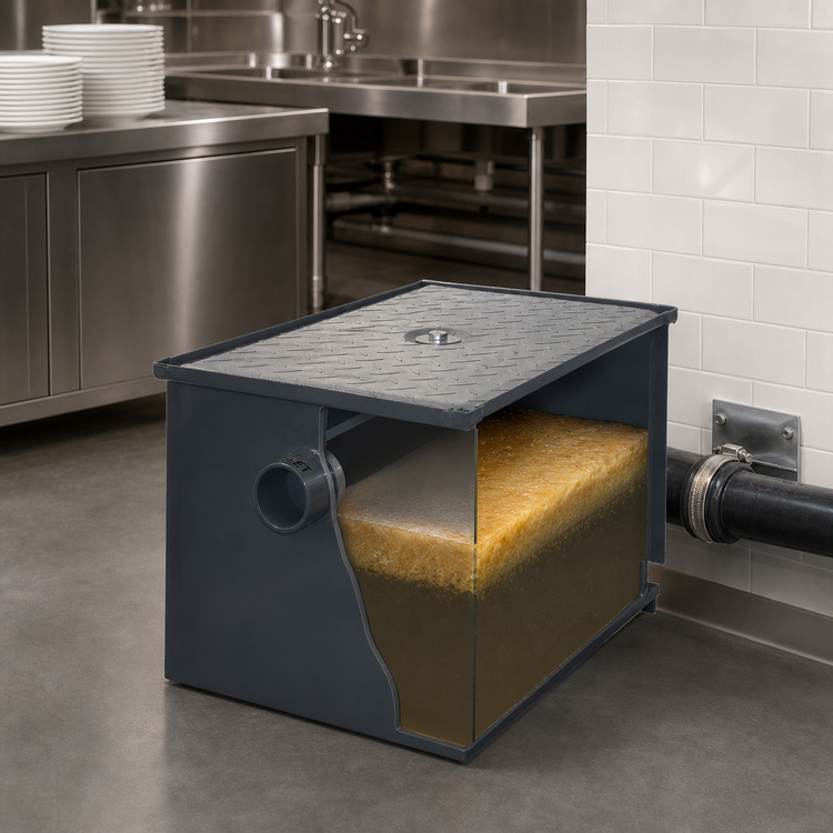 Product image #3 for John Boos GT-50-X 50 lb Grease Interceptor — 25 GPM, 3-Inch No-Hub Connections