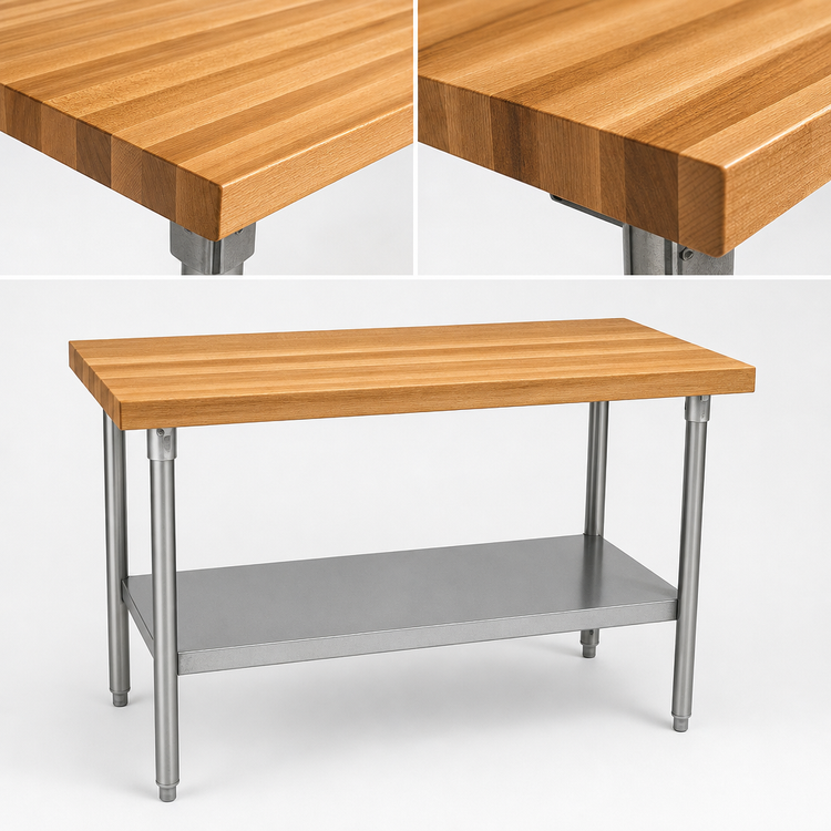 Product image #3 for John Boos 72-Inch Northern Hard Rock Maple Wood Top Work Table with Adjustable Undershelf