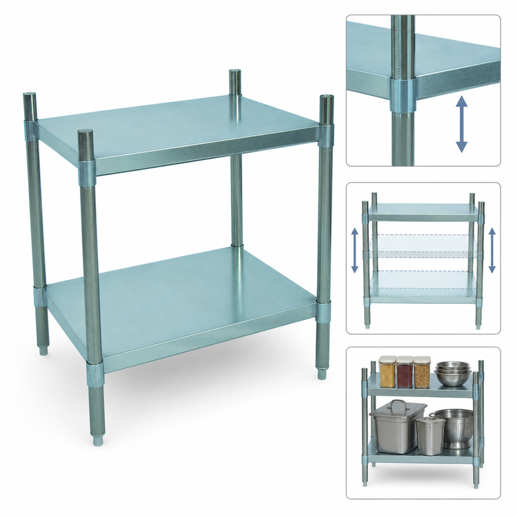 Product image #3 for BK Resources 31 x 24 x 38 Inch Stationary Dry Storage Shelving Unit with 2 Adjustable Galvanized Shelves