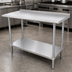 Thumbnail image #3 for Advance Tabco 12-Foot x 24-Inch 14-Gauge 304 Stainless Steel Work Table with Adjustable Undershelf and 1-1/2-Inch Rear Up-Turn