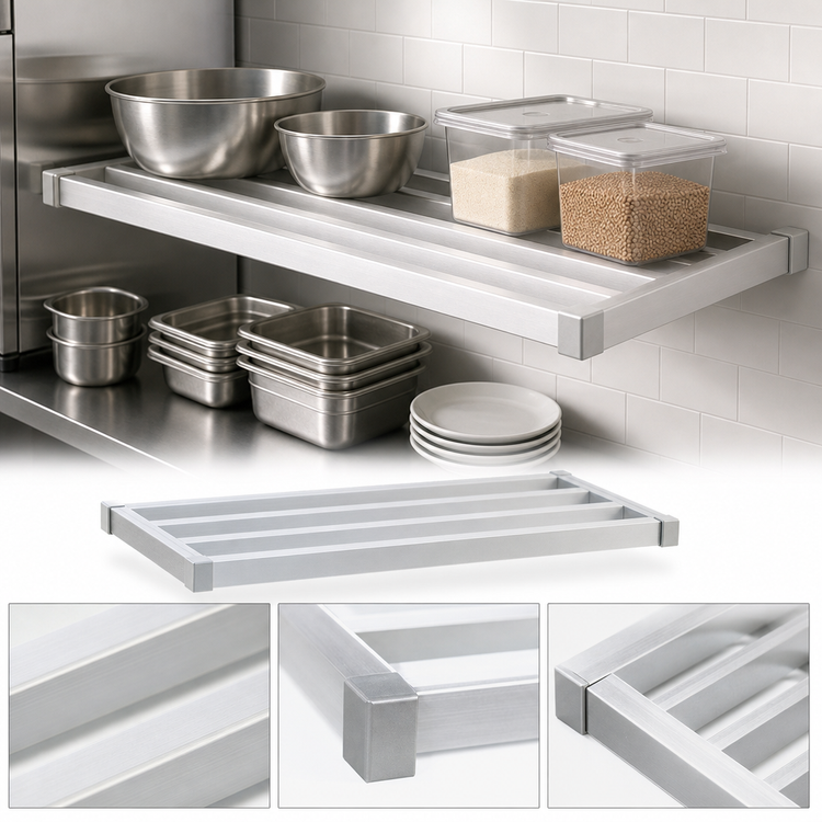 Product image #4 for New Age Adjust-A-Shelf H.D. Series Wall-Mounted Aluminum Shelf, 66 x 24 Inches