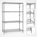 Thumbnail image #3 for Metro Super Erecta SE-245474K4-S-4 Starter Wire Shelving Unit, 54 x 24 x 74.5 Inches, 4 Shelves, Gray Epoxy Finish