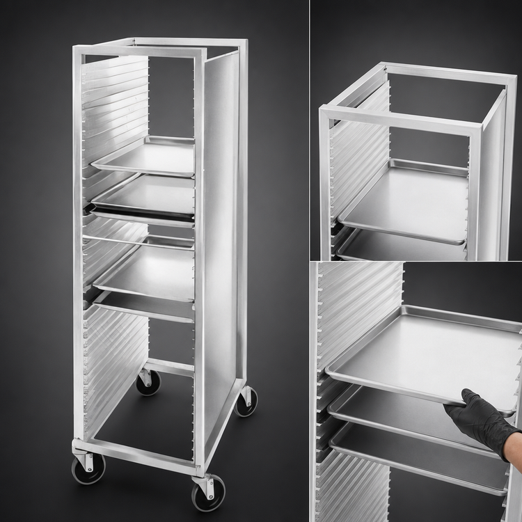 Product image #3 for Channel Manufacturing Semi-Enclosed Aluminum Bun Pan Rack, End-Load, 40-Pan Capacity, 21 x 26 x 70 Inches