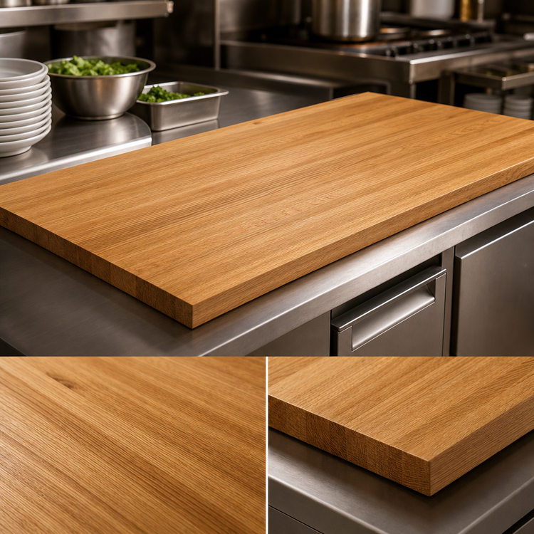 Product image #3 for Appalachian Red Oak Blended Edge Grain Kitchen Countertop, 108 x 25 x 1-1/2 Inch, Varnique Finish