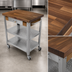 Thumbnail image #4 for John Boos Cucina Elegante 30-Inch Walnut Butcher Block Cart with Drawer, Shelves and Locking Casters