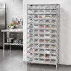 Thumbnail image #3 for Quantum 1875-104CL Heavy-Duty Stationary Wire Shelving Unit, 18"D x 36"W x 75"H, 13 Shelves, 60 Clear Bins, 400 lb./Shelf