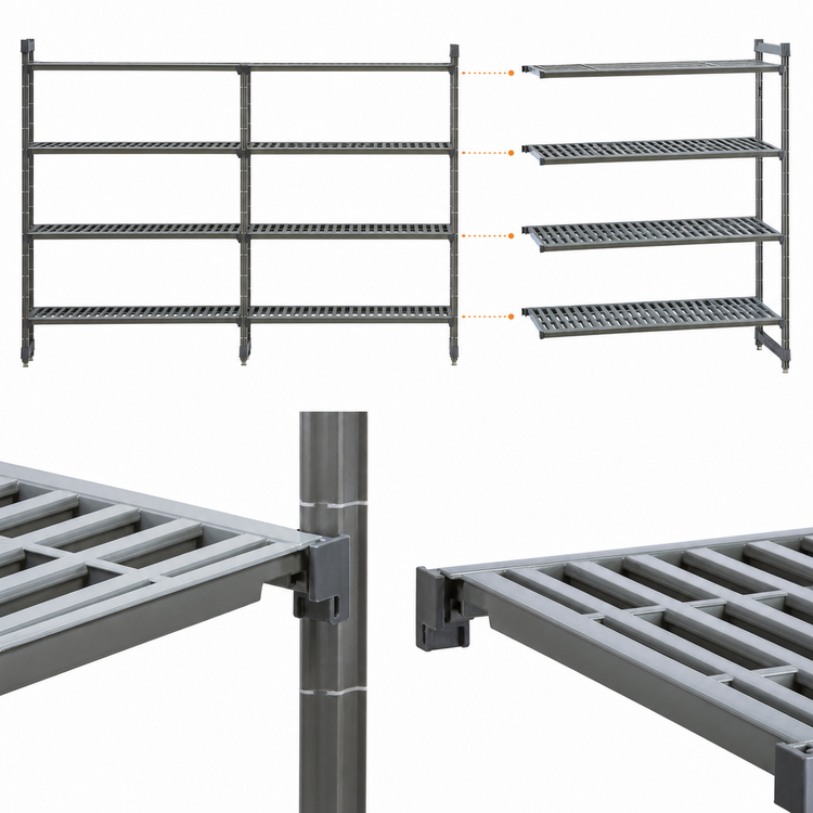Product image #3 for Cambro Camshelving Basics Plus 5-Tier Add-On Vented Polymer Shelving Unit, 18 x 42 x 64 Inches, Brushed Graphite