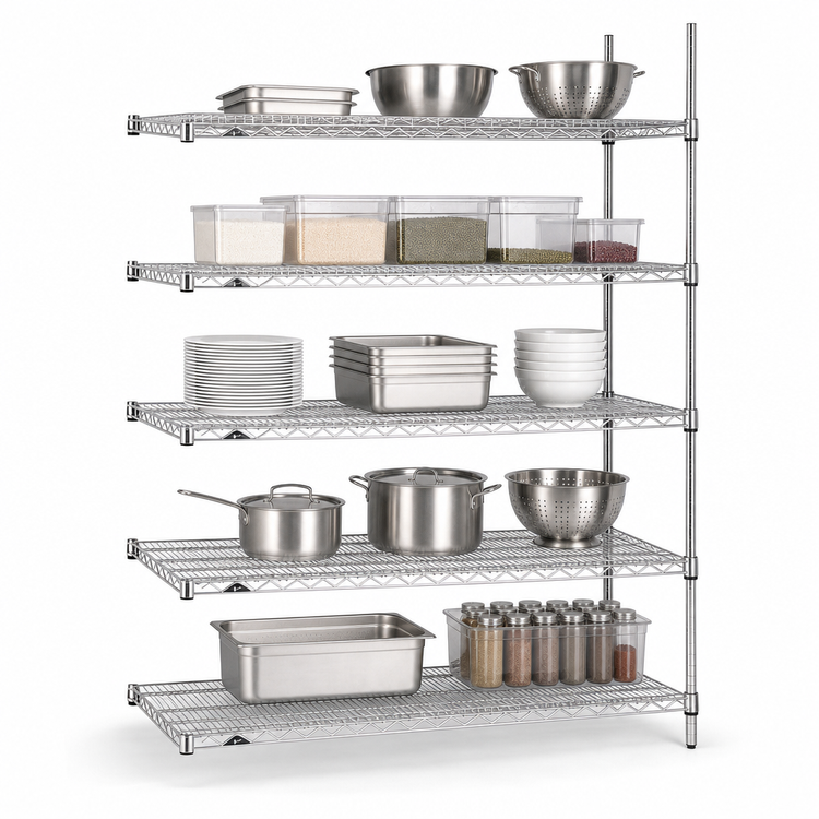 Product image #3 for Metro Super Erecta 5-Shelf Chrome Plated Add-On Wire Shelving Unit, 72"W x 18"D x 74"H